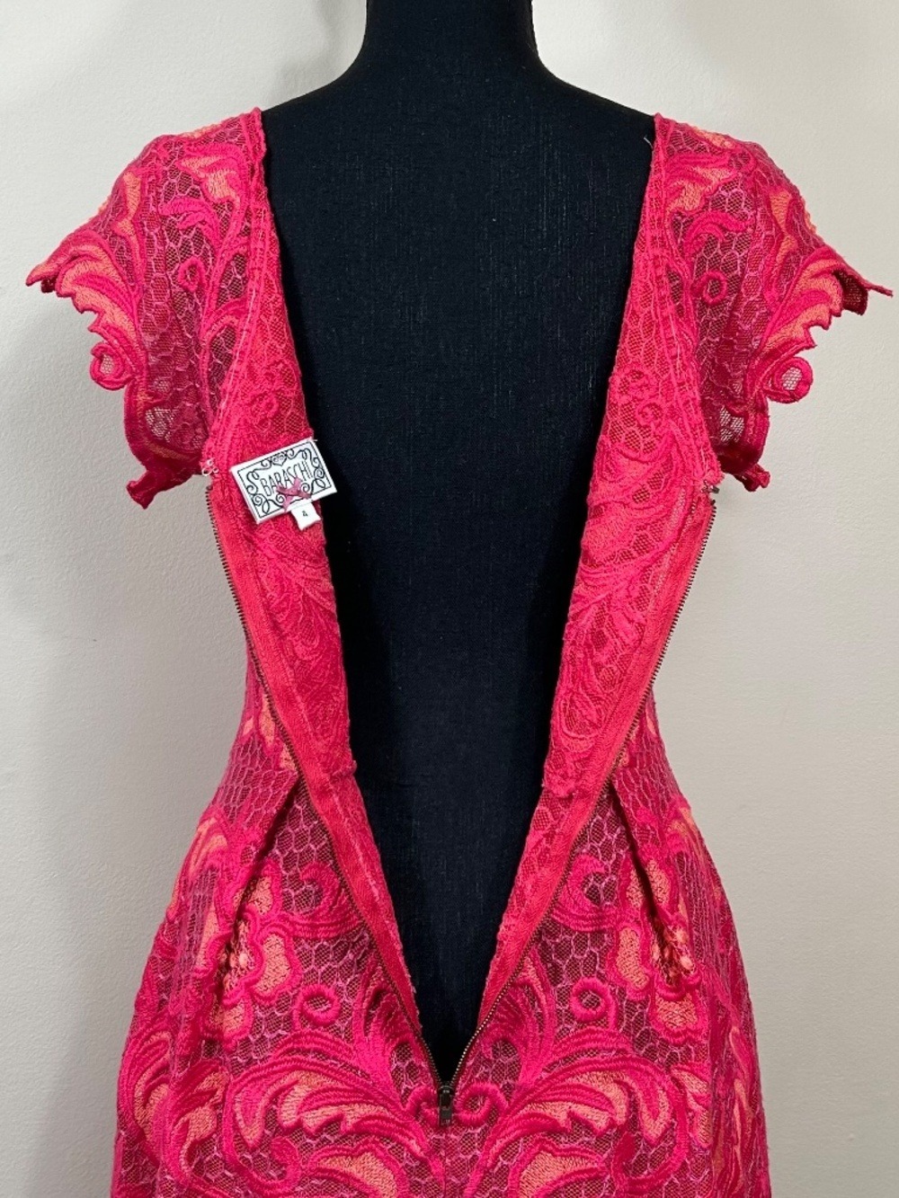 Yoana Baraschi for Anthropologie Pink Lace Cocktail Dress Size 4 - Picture 7 of 11